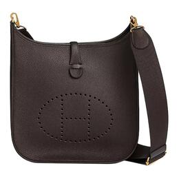 Evelyne кожаная сумка через плечо из коровьей кожи женская 46 Ebene Ebony Hermes, K Stamp h056277cc46