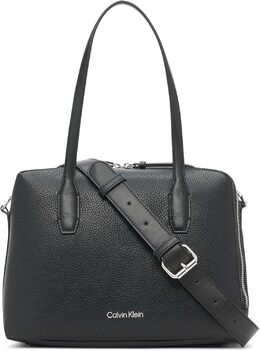 Сумка-сэтчел Calvin Klein Brenda Top Zip, Black/Silver b099xps13v | black/silver