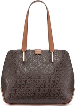 Женская сумка-тоут Calvin Klein Audrey с тремя отделениями, Brown/Khaki/Caramel b0fttl6ytv | brown/khaki/caramel