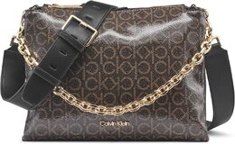Женская сумка-мессенджер Calvin Klein Rain Triple Compartment Chain Crossbody, Brown/Khaki/Black b0fthljv4d | brown/khaki/black