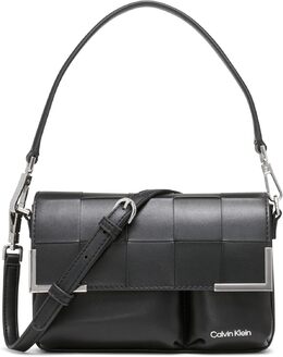 Сумка-органайзер Calvin Klein Mica Crossbody с клапаном, Black/Silver Woven b0bnm1zktk | black/silver woven