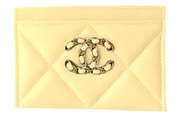 Кошелёк из овчины для монет, картхолдер женский светло-жёлтый Chanel, Set (Bag+Dust Bag) ap1167-b04852-ng754