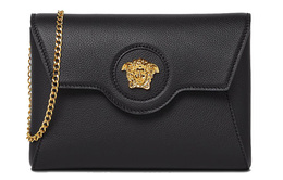 Женская черная сумка через плечо из телячьей кожи Versace, Set (Bag+Dust Bag) 1003018-dvit2t-1b00v