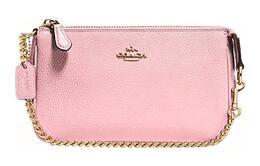 Nolita Pebbled Leather Chain Pochette Плечевая Сумка Запястная Сумка Клатч Маленькая Женская Розовая Coach, Set (Bag+Dust Bag) 53077-gdaom