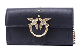 Кожаный кошелек на цепочке Черезплечная сумка Женская черная сумка через плечо Pinko, Set (Bag+Dust Bag) 1p22tn-y5h7-z99q