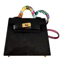 Кулон Kelly Twilly Lizard Skin для сумки, женский, черный Hermes, Z Stamp h083030ccaa