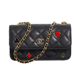 Сумка через плечо Grain Embossed Calfskin, женская кроссбоди черная Chanel, Set (Bag+Dust Bag) ap3084-b09768-94305