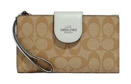 Технологичный кошелек Canvas с кожаным ремешком, женский, цвета khaki и sage green Coach, Set (Bag+Dust Bag) c2874-svv7q