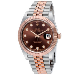 Rolex Datejust 41 Chocolate Diamond Dial Steel and 18K Everose Gold Jubilee Mens Watch 126331CHDJ m126331-0004