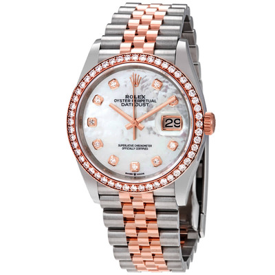 Rolex Datejust 36 Mother of Pearl Diamond Dial Steel and 18k Everose Gold, Ref. 126281MDO M126281RBR-0009 (arb6083)