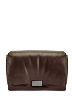 Brunello Cucinelli Сумка из мелкозернистой кожи наппа с мерцающей застежкой 266118