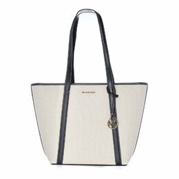 Michael Kors White Canvas Tote Bag mk35s4g3ft3cblackac