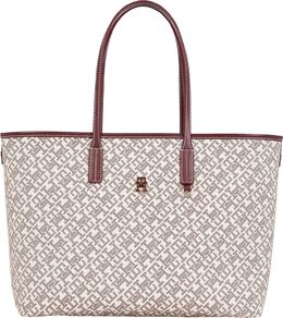 Кожаная сумка-тоут Tommy Hilfiger с монограммой и карманом на молнии, Oxblood b0fvbptg45 | oxblood