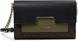 Сумка через плечо Calvin Klein Finley Signature - женские сумки - внутренний карман на молнии - магнитная застежка, Brown/Khaki/Black/Olive b09hqx41nz | brown/khaki/black/olive