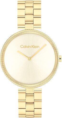 Calvin Klein Gleam - женские кварцевые часы с 2 часами, нержавеющая сталь, водонепроницаемость 3 атм/30 метров, элегантность, неподвластная времени, для повседневного образа жизни, корпус 32 мм, Gold Plated b0dzfxt3zq | gold plated