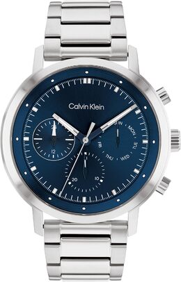 Мужские многофункциональные часы Calvin Klein Gauge - корпус из нержавеющей стали и сетчатый браслет - водонепроницаемость до 5 атм/50 метров - модные часы премиум-класса для смелого образа - 44 мм, Blue b0f3j9f47m | blue