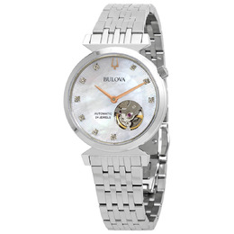 Bulova Regatta Automatic Diamond White Mother of Pearl Dial Ladies Watch 96P222