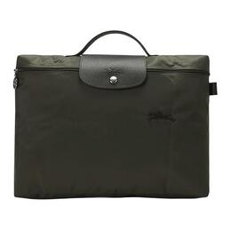 Сумка Le Pliage Green из парусины с аппликацией из зелёной телячьей кожи, Компьютерная сумка, Портфель Женская Зелёный Longchamp 2182919479 | green