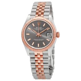 Rolex Datejust 31 Dark Rhodium Dial Automatic Ladies Steel and Rose Gold Bracelet Watch Model 278271DRSJ