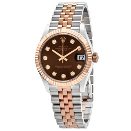 Rolex Datejust 31 Chocolate Diamond Dial Automatic Ladies Steel and 18kt Everose Gold Jubilee Watch 278271chdj