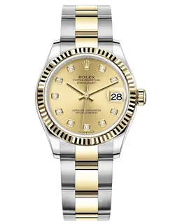 Rolex Datejust 31 Stainless Steel and Yellow Gold Champagne Diamond Dial Women's Watch m278273-0025
