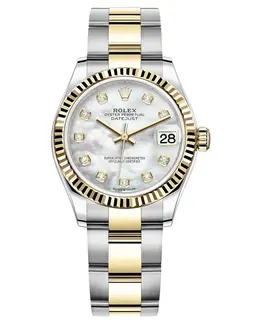 Rolex Datejust 31 Stainless Steel and Yellow Gold Mother-of-Pearl Diamond Dial Women's Watch m278273-0027