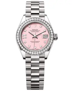 Rolex Lady-Datejust 28 Automatic Pink Dial Diamond Bezel 18K White Gold Women's Watch m279139rbr-0002