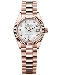 Rolex Lady-Datejust 28 Everose Gold Automatic Mother of Pearl Diamond Dial Women's Watch m279175-0017