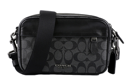 Холщовая сумка для фотоаппарата с кожаными деталями, кроссбоди, наплечная сумка мужская угольно-черный Coach, Set (Bag+Dust Bag) 4189-qbaf4