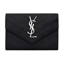 Квилтированная кожаная конверт-сумка Trumpets для женщин черный цвет Saint Laurent 414404-bow02-1000