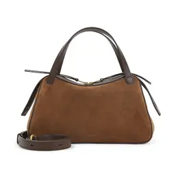 Jil Sander-Brown Dune Suede Leather Shoulder Bag-Donna 53201243373908