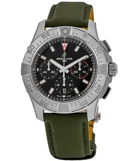 Breitling Avenger B01 Chronograph 44 Black Dial Leather Strap Men's Watch ab0147101b1x2