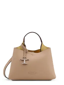Tod's-Leather Shoulder Bag With Metal T-Timeless Logo-Donna 53205620359508