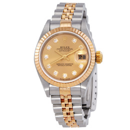 Pre-owned Rolex Datejust Automatic Chronometer Diamond Champagne Dial Ladies Watch 79173csj
