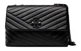 Кира Chevron порошковое покрытие трансформируемая сумка через плечо Black/Silver Tory Burch, Set (Bag+Dust Bag) 90857-003