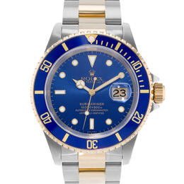 Pre-owned Rolex Submariner Date Automatic Chronometer Blue Dial Mens Watch 16613 blso