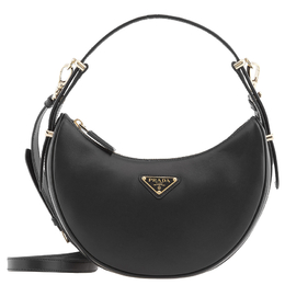 Prada Black Arque Re-Nylon And Brushed Leather Hybrid Shoulder Bag 1bc194r789 f0002