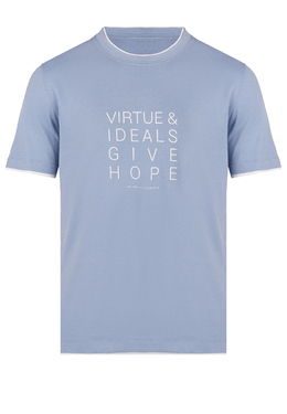 BRUNELLO CUCINELLI: Синяя футболка 