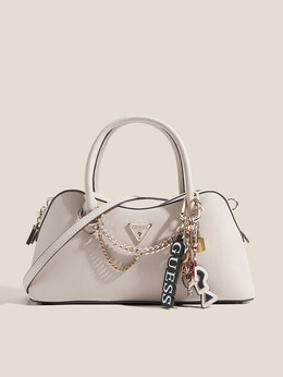 Guess: Бежевая спортивная сумка 