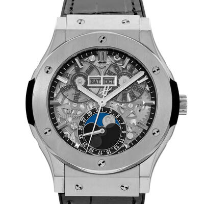 Pre-owned Hublot Classic Fusion Aerofusion Sapphire Skeleton Dial Mens Watch (517.NX.0170.LR) (black, arb28644)