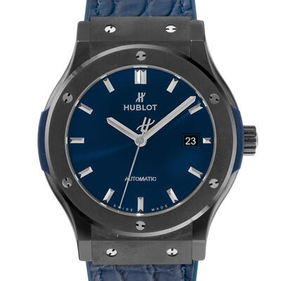 Hublot Classic Fusion Mens Watch Blue Sunray Dial Pre-owned (511.CM.7170.RX) (black, arb28757)