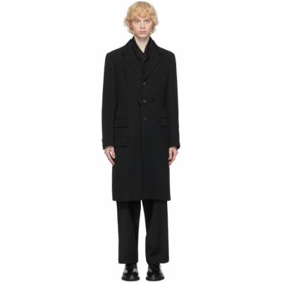 Yohji Yamamoto Black Notch Tab Coat HR-J03-141 (lpn7025031) - acquista ...
