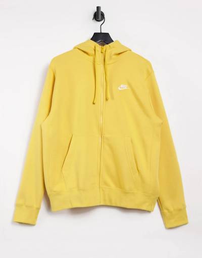 Nike Club full-zip hoodie in mustard 