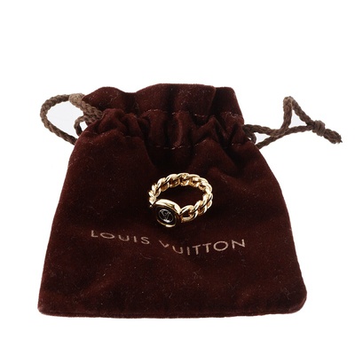 Louis Vuitton Gamble Crystal Gold Tone Ring Size EU 53 Louis Vuitton