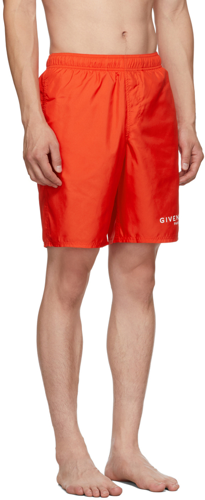 Givenchy Red Paris Logo Long Swim Shorts BMA0051Y5N (LPCH86871 