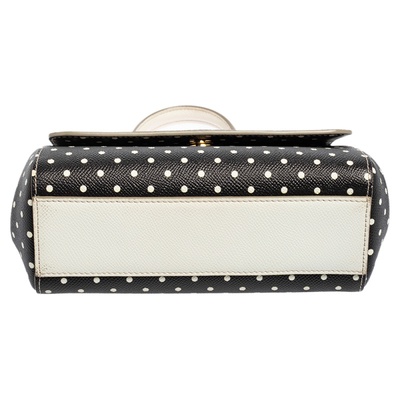 Miss Sicily Top Handle Bag, Small Black Dots On Leather
